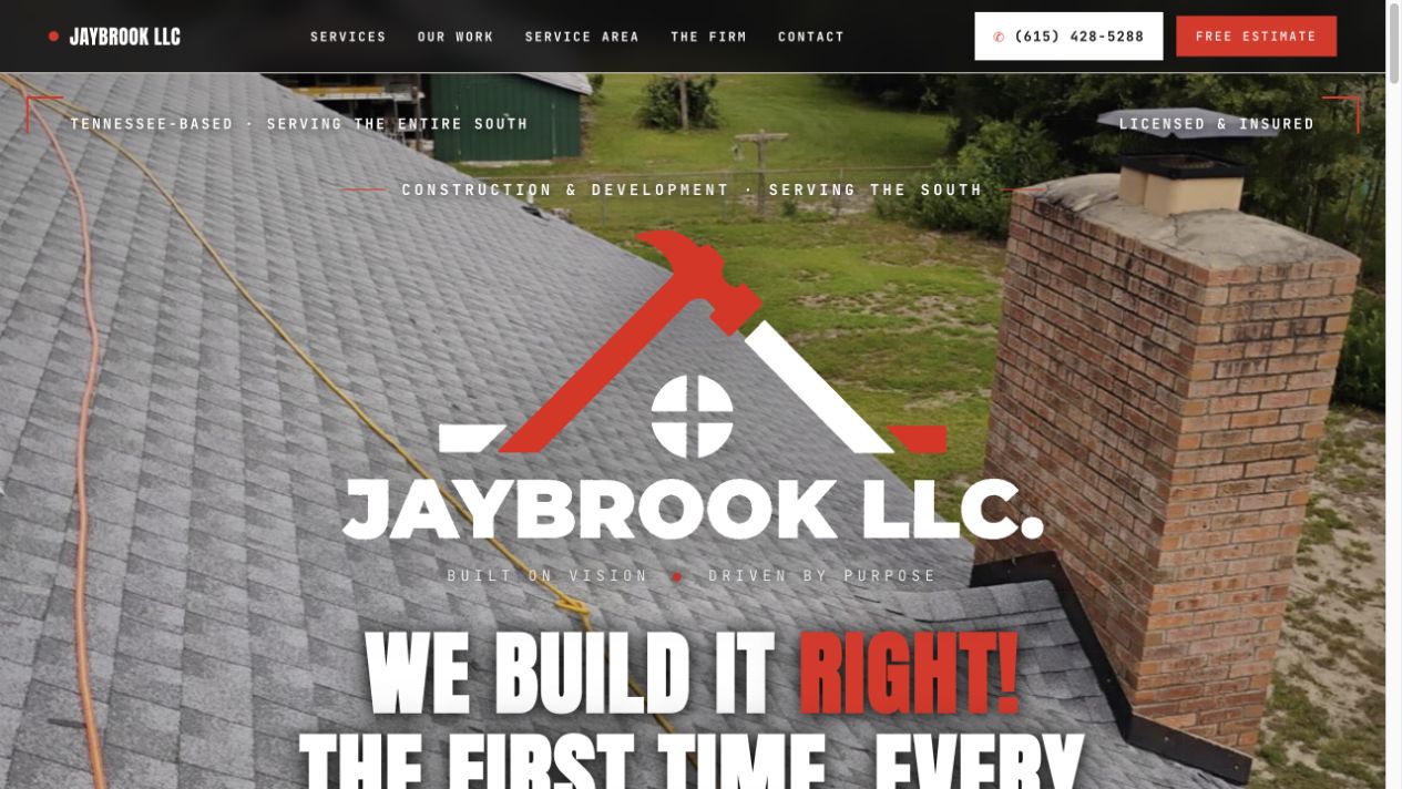 JayBrook Construction website by WrenTech